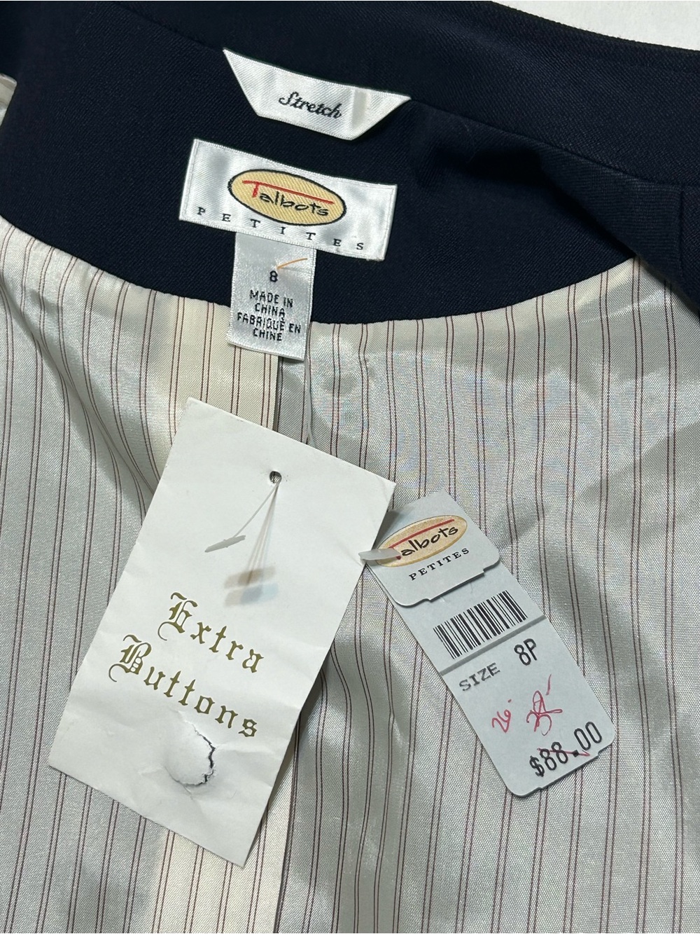 Talbots Navy Stretch Sleeveless Button Vest - Picture 6 of 6